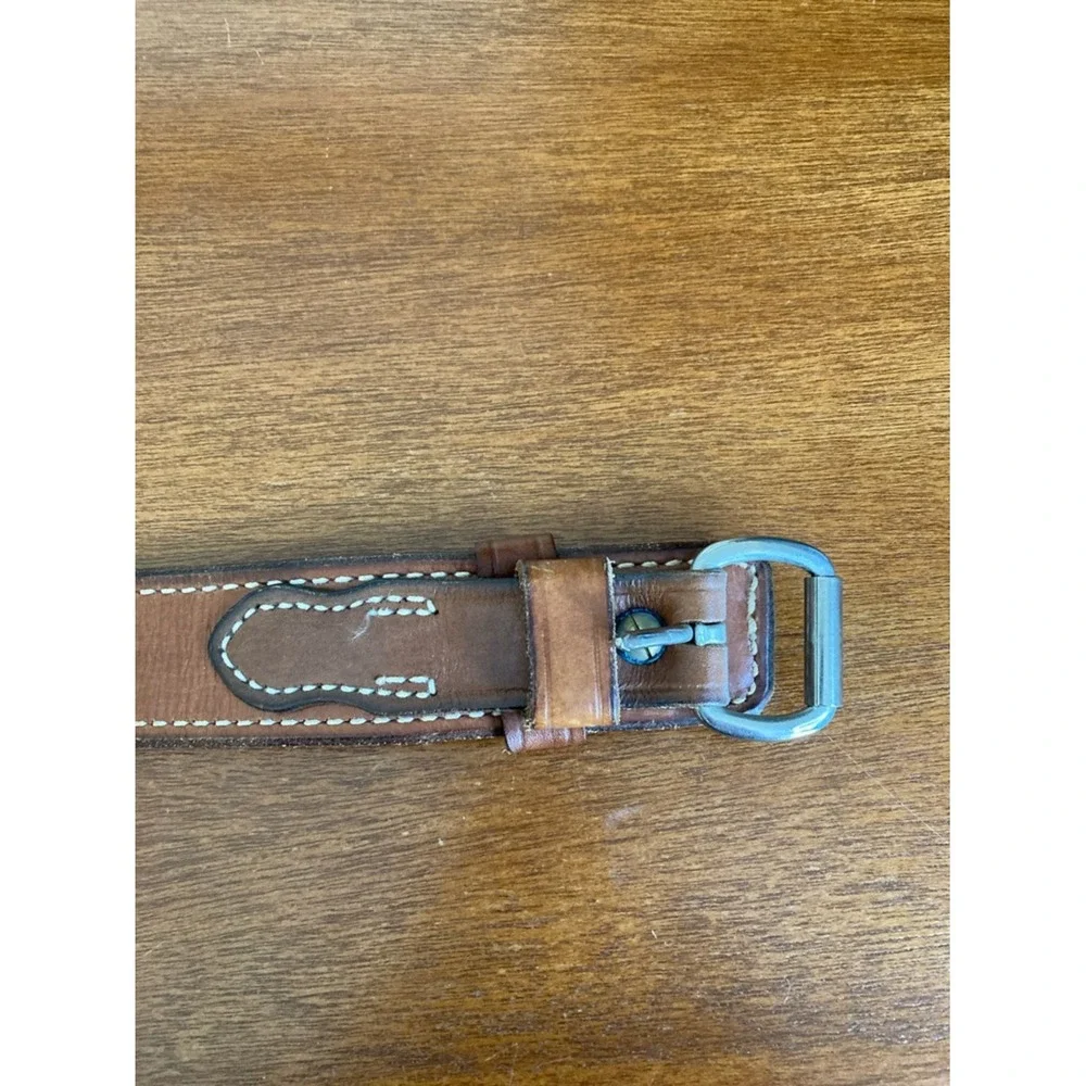 El Paso Mens Brown Leather Belt Size 42‎ Classic Casual Style Stictching Detail
